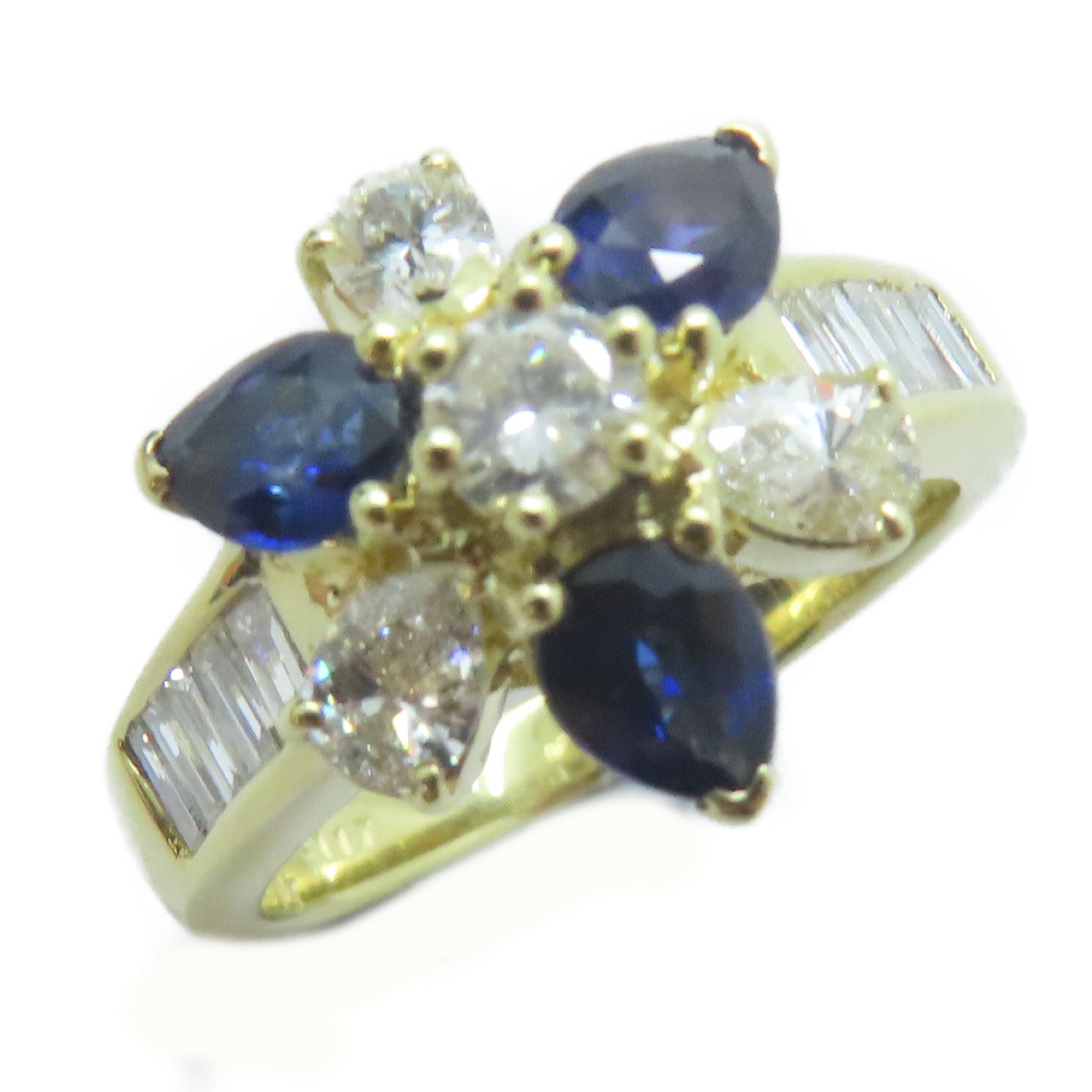 JEWELRY 【激減優惠】18K黃金Sapphire Ring 1.17ct藍寶石/0.65ct鑚石戒指US#6.5