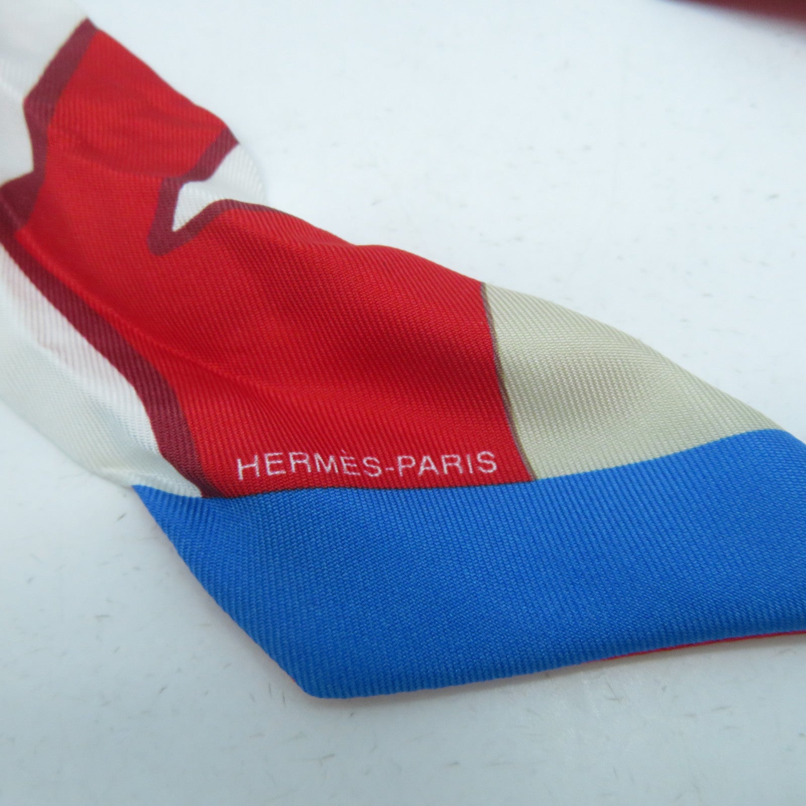 HERMES 【激減優惠】絲質Twilly Scarf絲巾紅色/藍色