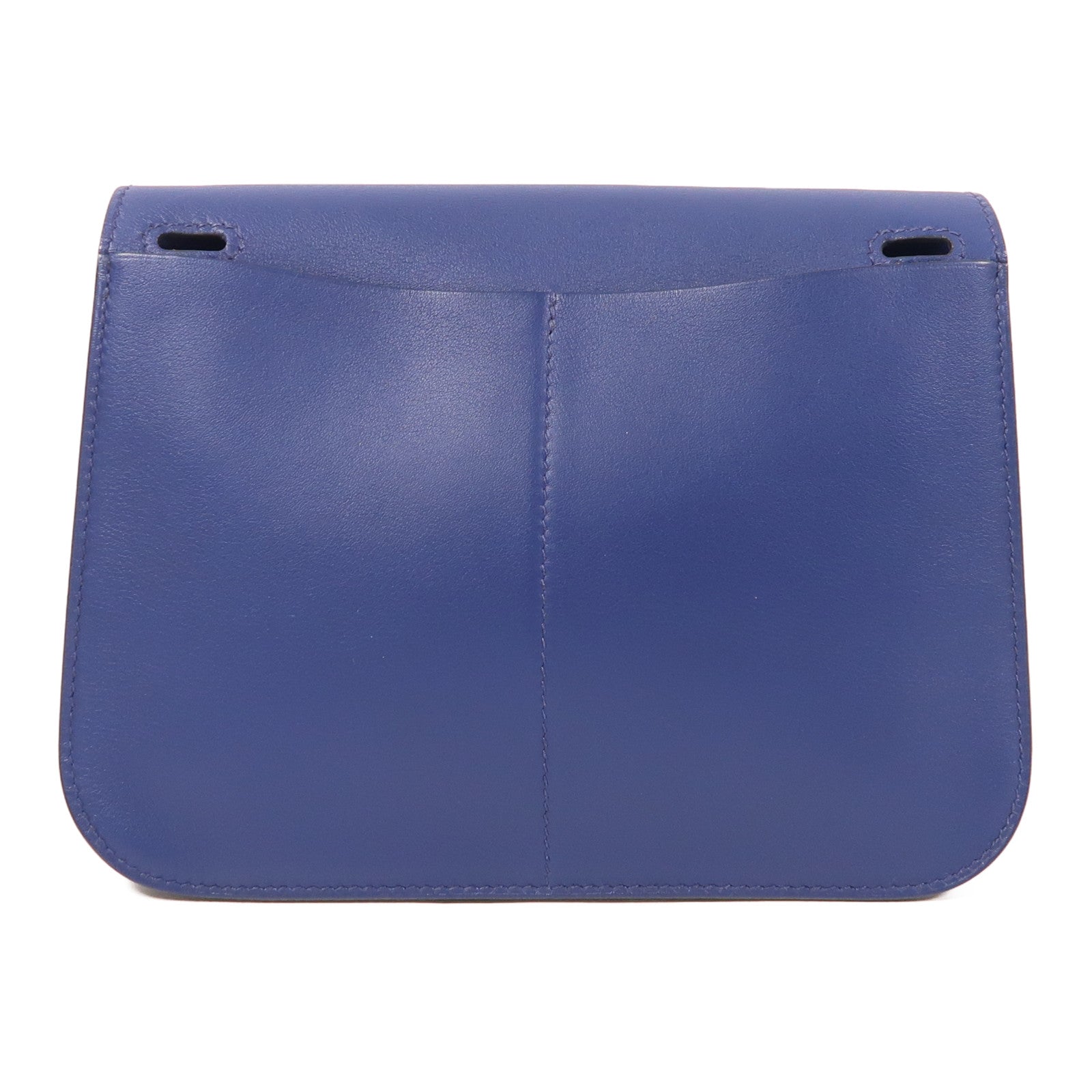 HERMES PHW Mini Halzan 2way Shoulder Bag Swift Leather Bleu Encre