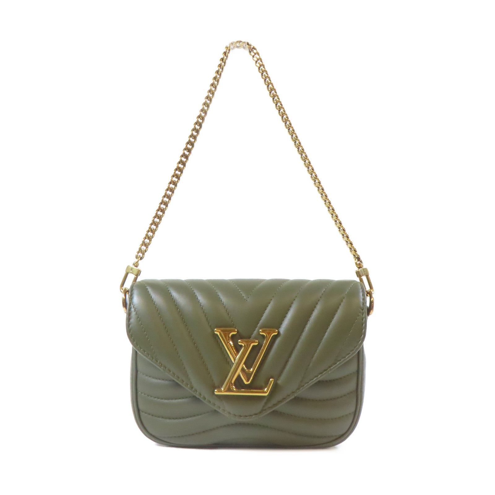 LOUIS VUITTON 牛皮皮革New Wave Multi Pochette金扣手挽肩背兩用袋綠色