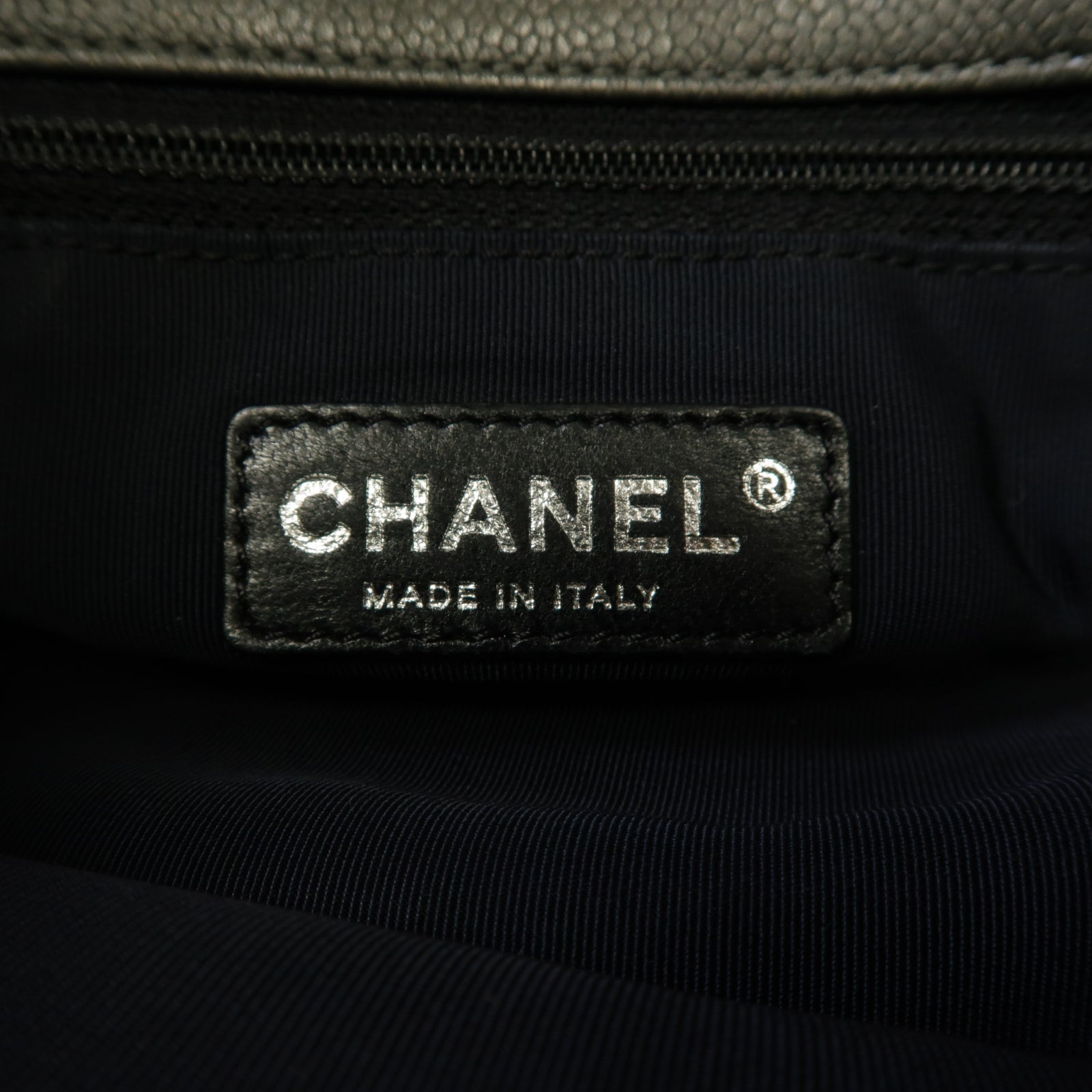CHANEL 牛皮皮革Chain Shoulder Bag銀扣鏈帶肩背袋灰色