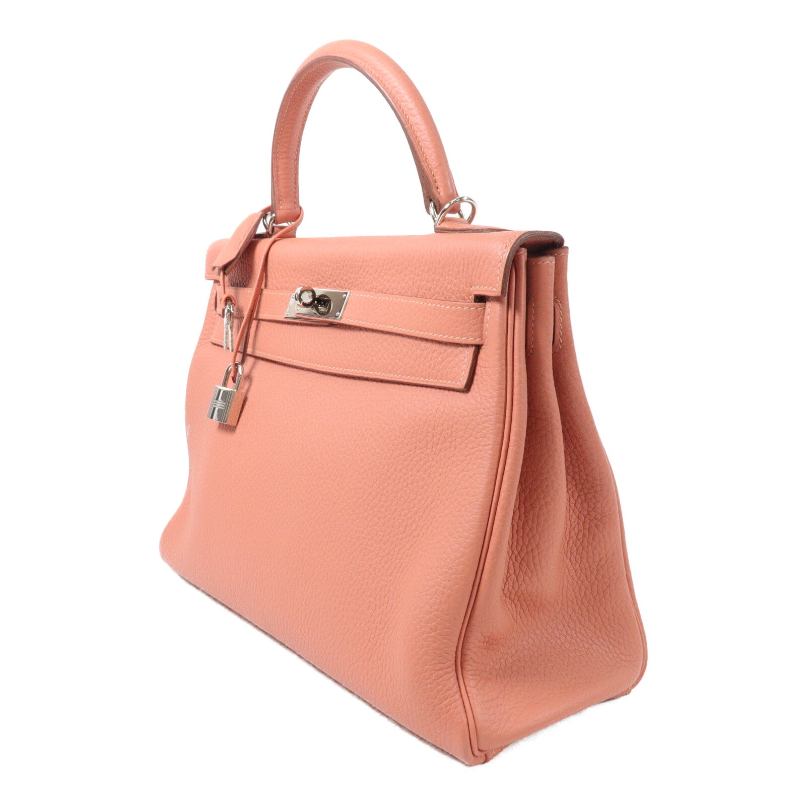 HERMES Clemence皮革Kelly 32手挽肩背兩用袋Rose Tes
