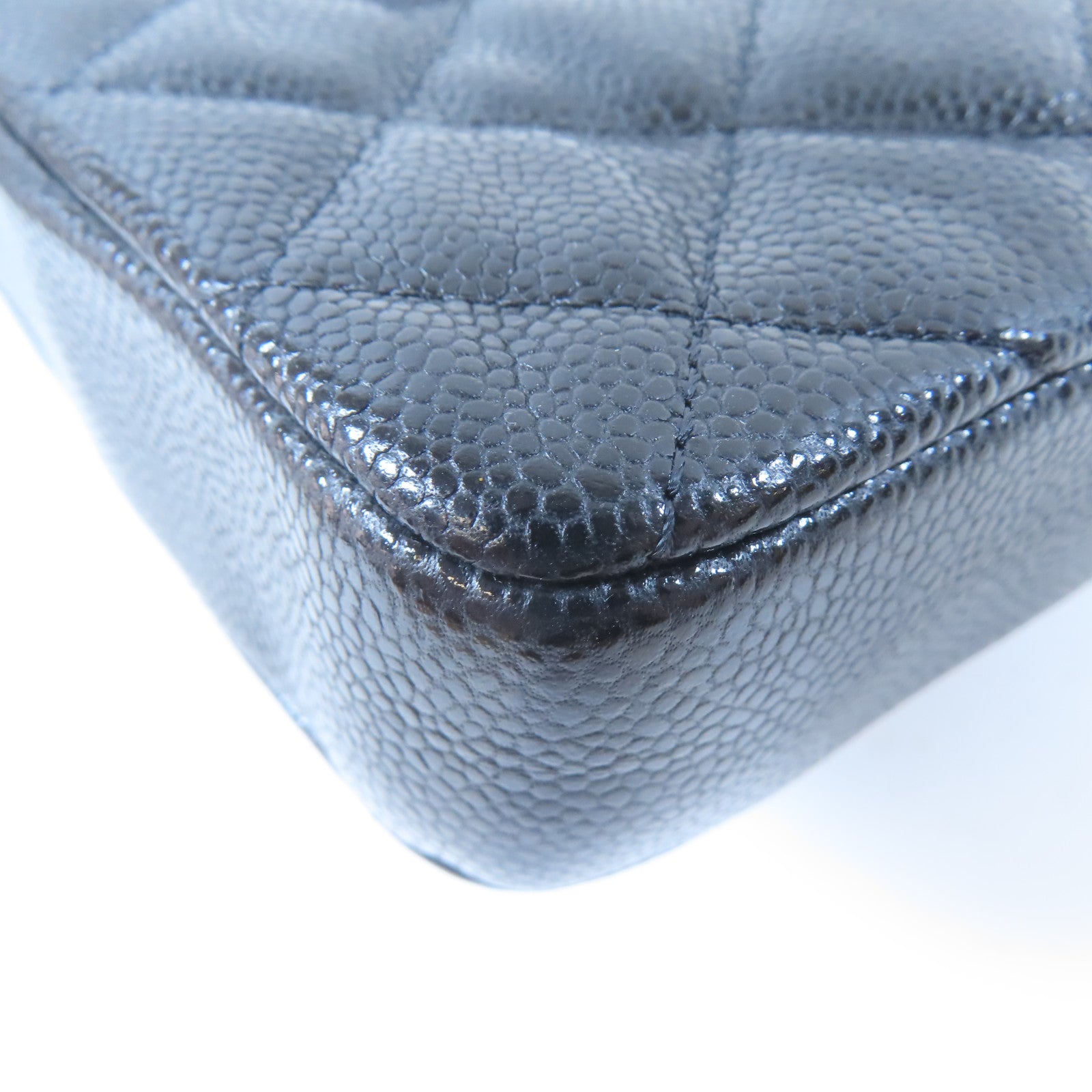 CHANEL 菱格Caviar皮革Wallet On Chain Bag金扣鏈帶肩背袋黑色