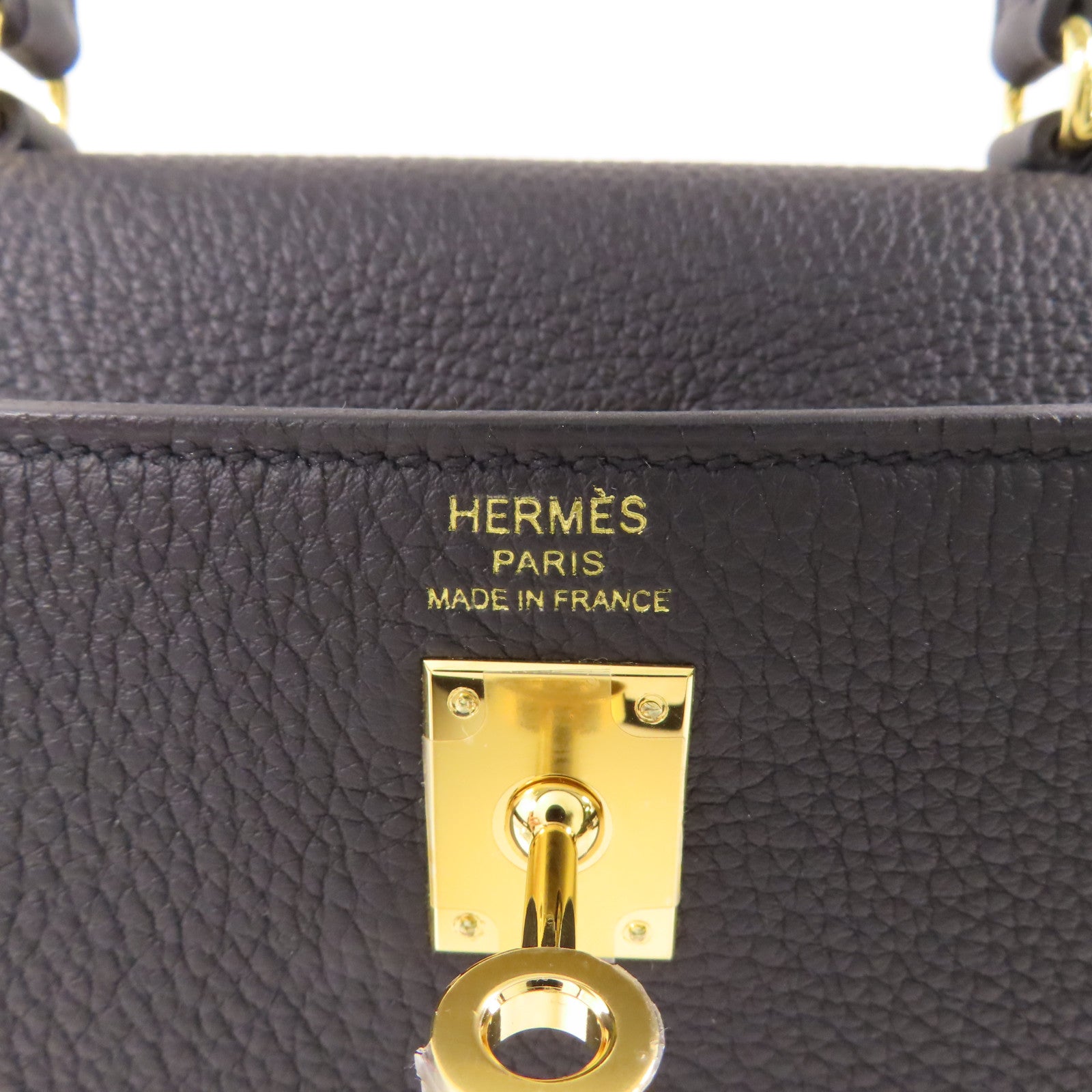 HERMES GHW Kelly 25 2 Way Bag Togo Leather 89 Noir