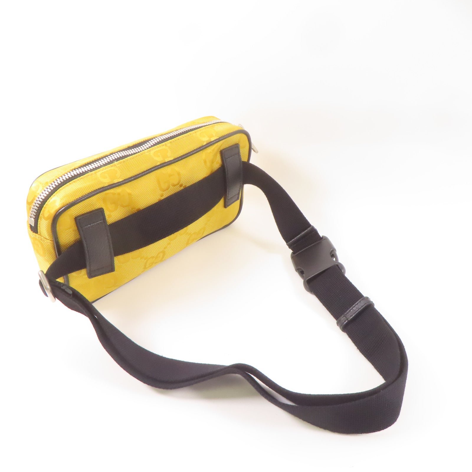 GUCCI 尼龍/皮革Waist Bag銀扣腰包黃色