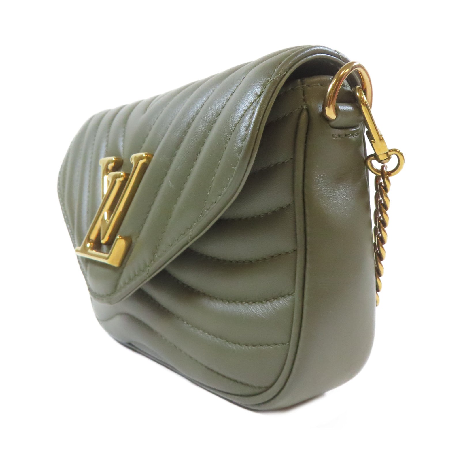 LOUIS VUITTON 牛皮皮革New Wave Multi Pochette金扣手挽肩背兩用袋綠色