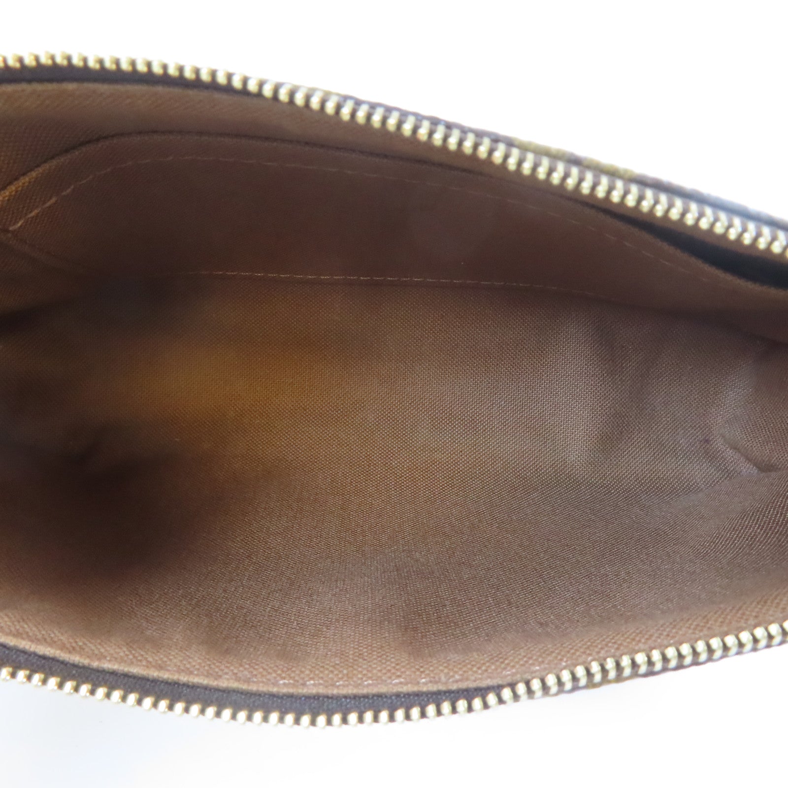 LOUIS VUITTON Monogram Pochette Accessories金扣肩背袋啡色