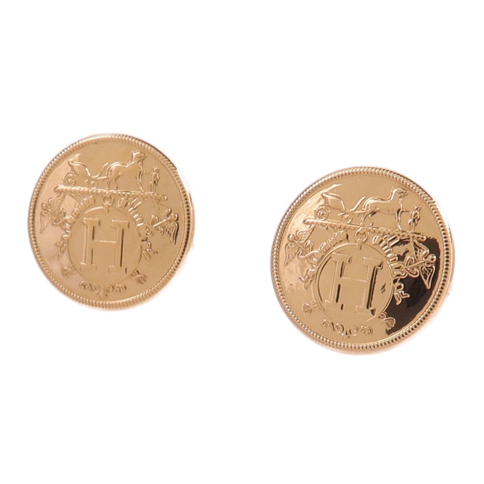 HERMES 18K玫瑰金Ex-Libris Earrings耳環