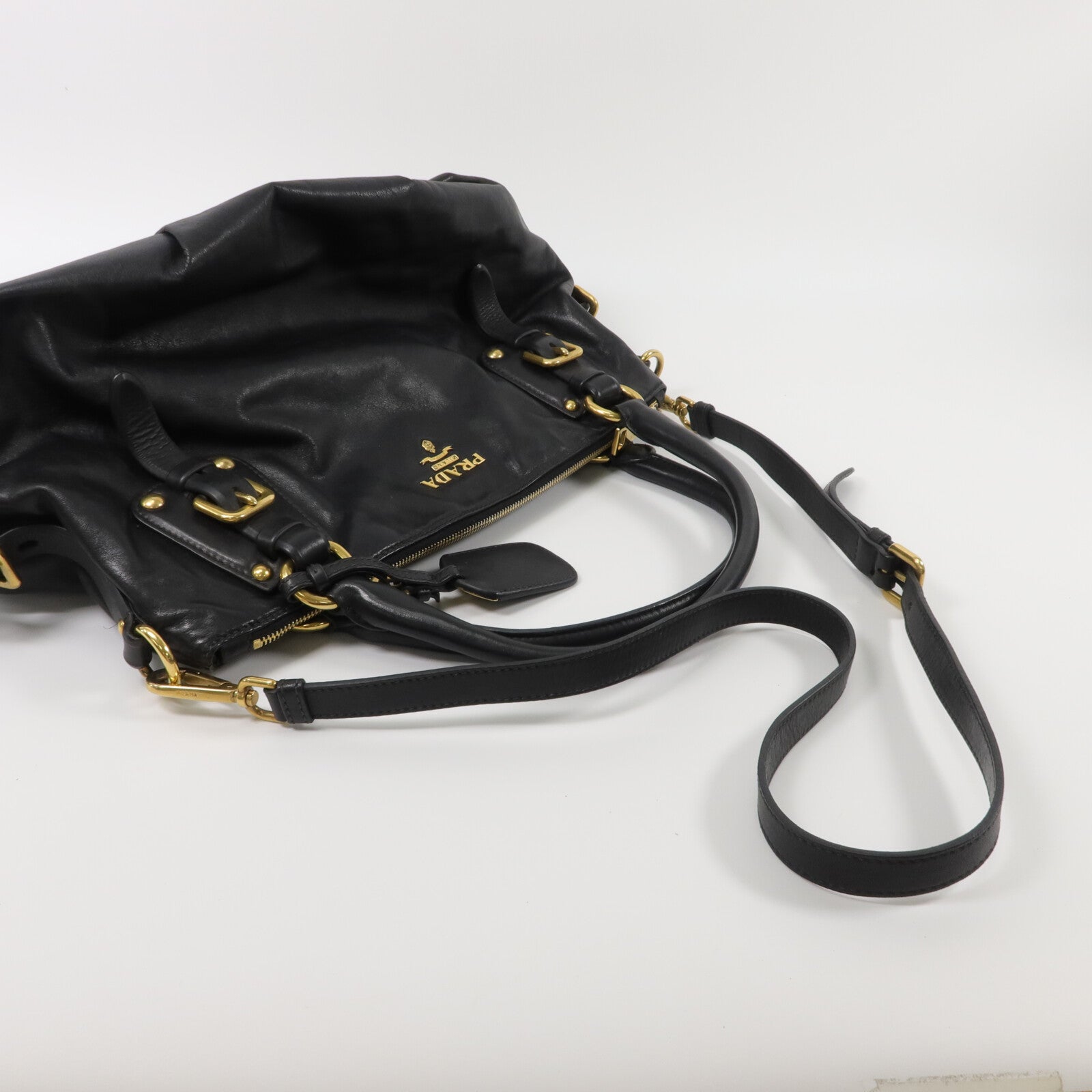 PRADA 牛皮皮革Sacca Shoulder Bag手挽肩背兩用袋