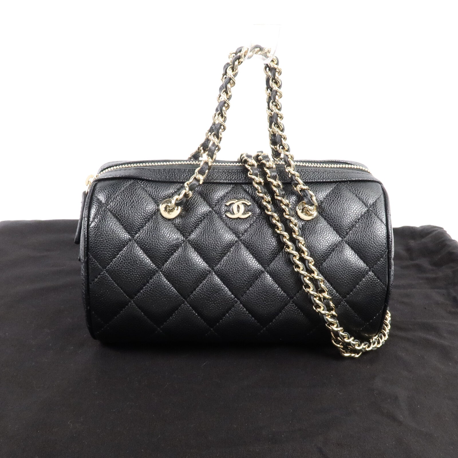 CHANEL 牛皮皮革Boston Bag手挽肩背兩用袋