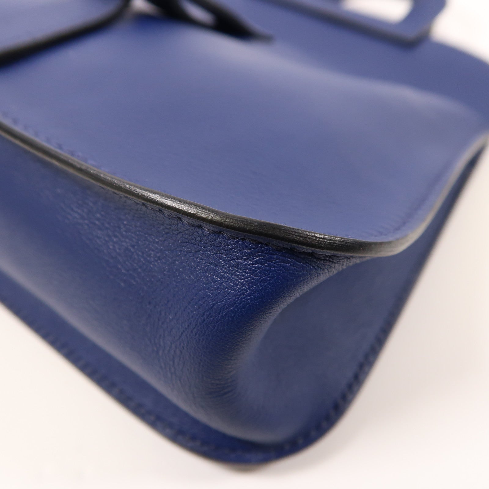 HERMES PHW Mini Halzan 2way Shoulder Bag Swift Leather Bleu Encre