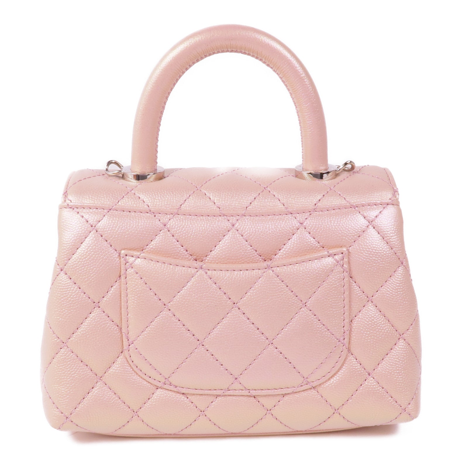 CHANEL 牛皮皮革Coco Handle Mini銀扣手挽肩背兩用袋