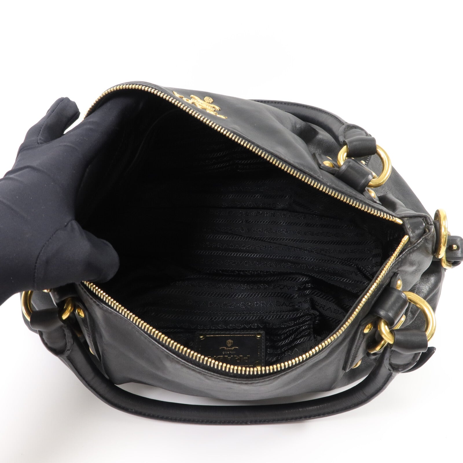 PRADA 牛皮皮革Sacca Shoulder Bag手挽肩背兩用袋