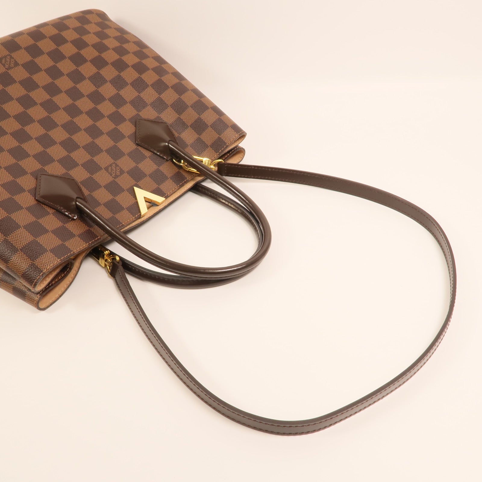 LOUIS VUITTON Damier Kensington金扣手挽肩背兩用袋