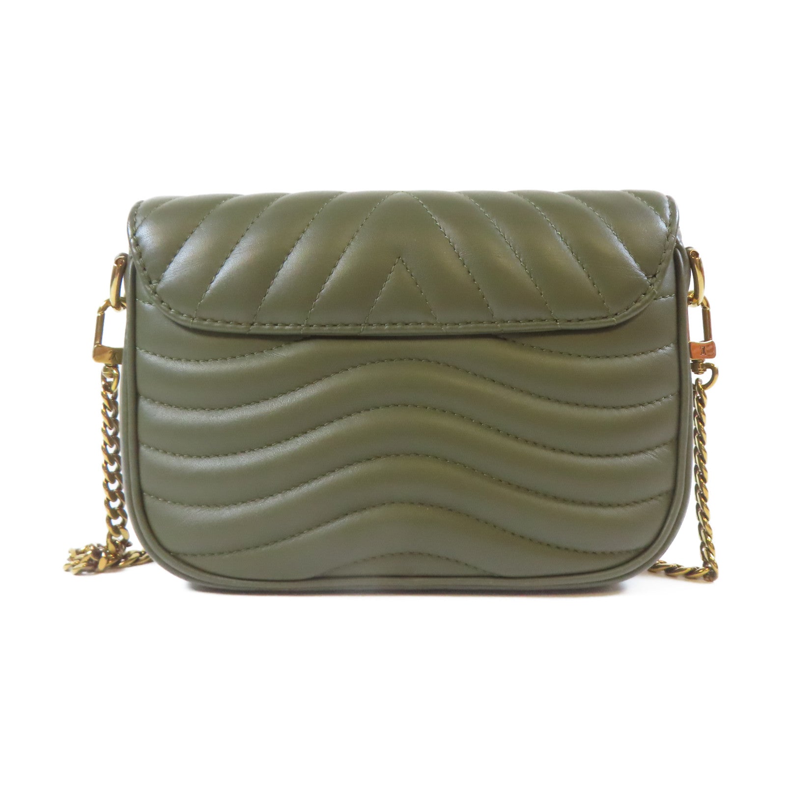 LOUIS VUITTON 牛皮皮革New Wave Multi Pochette金扣手挽肩背兩用袋綠色