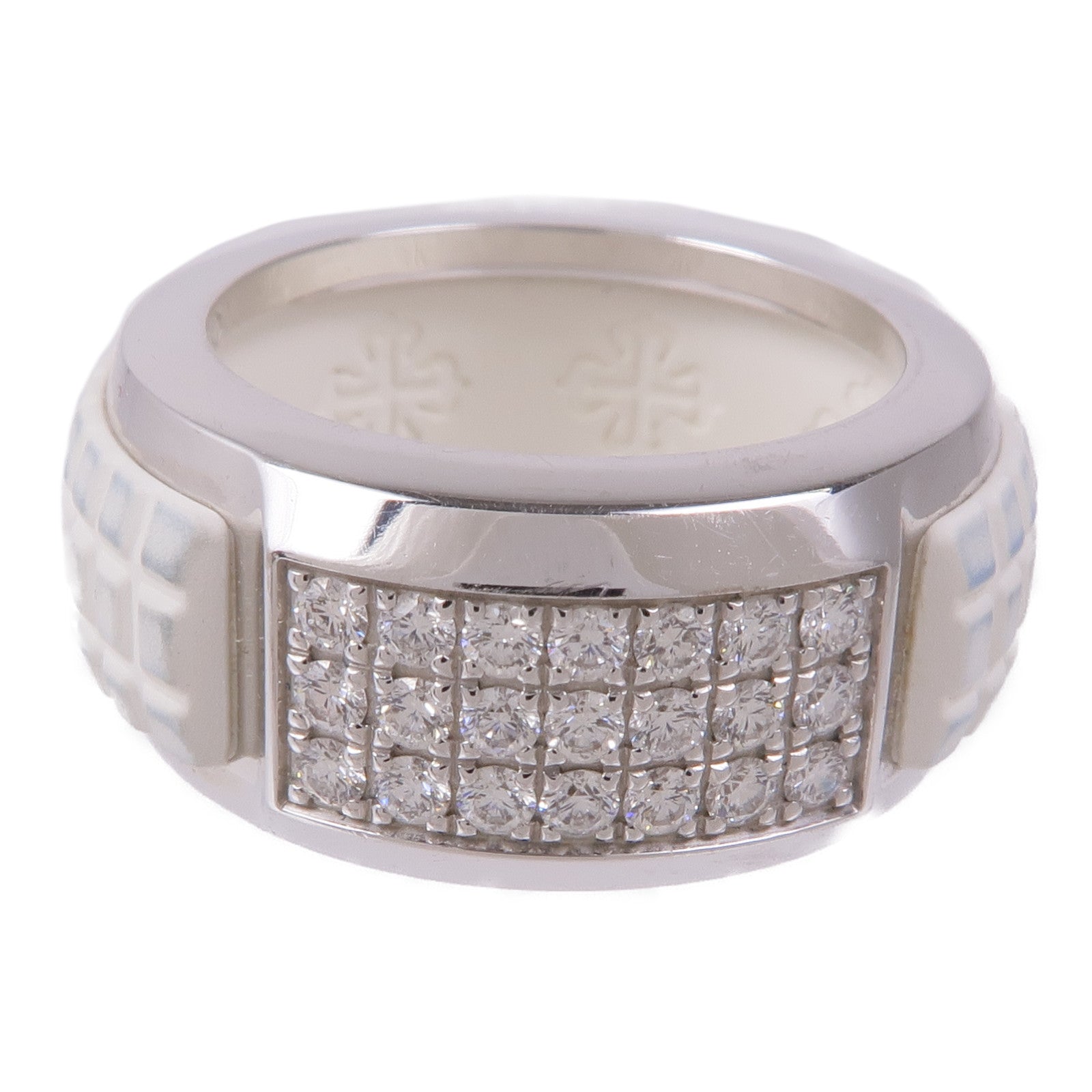 JEWELRY 18K白金Aquanaut Luce橡膠/鑽石戒指PATEK PHILIPPE#50/US#5