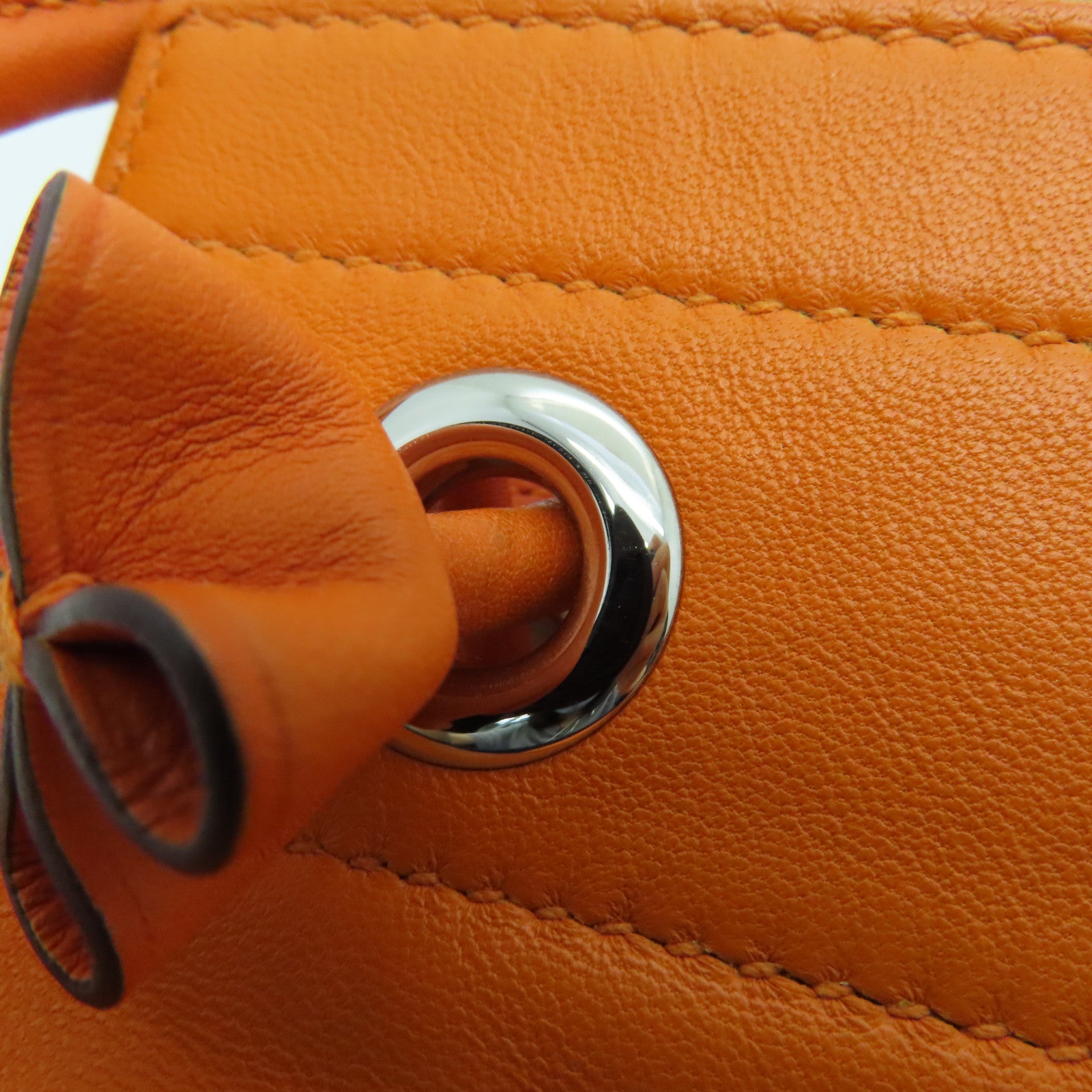 HERMES Swift Leather Aline Silver Buckle Shoulder Bag Orange