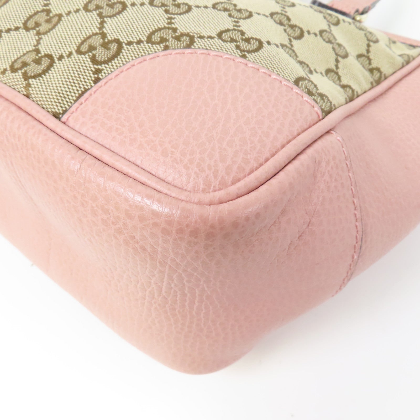 GUCCI 帆布/皮革Monogram Bree Tote金扣手挽肩背兩用袋米色/粉紅色