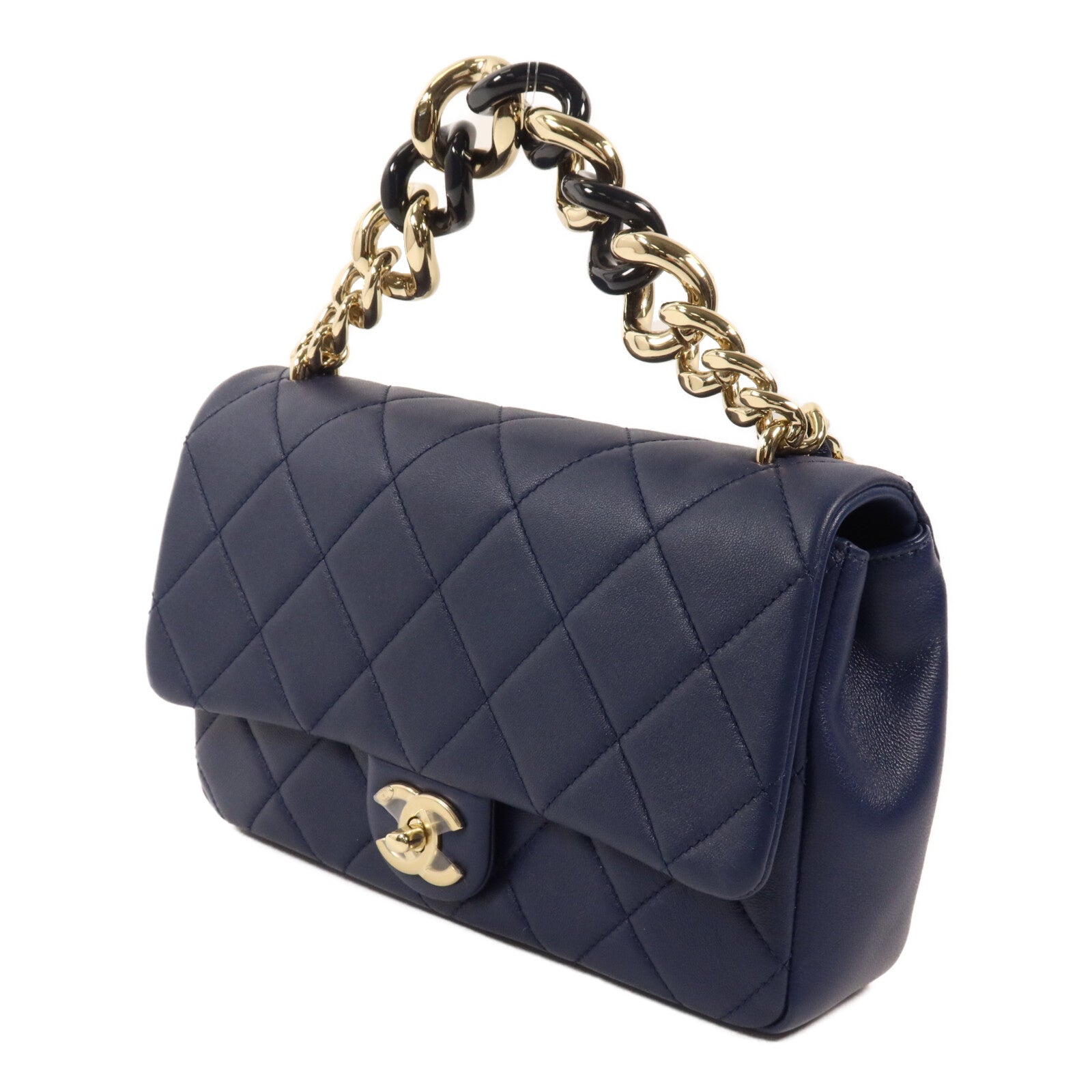 CHANEL 羊皮皮革Matelasse Chain Shoulder鏈帶手挽肩背兩用袋