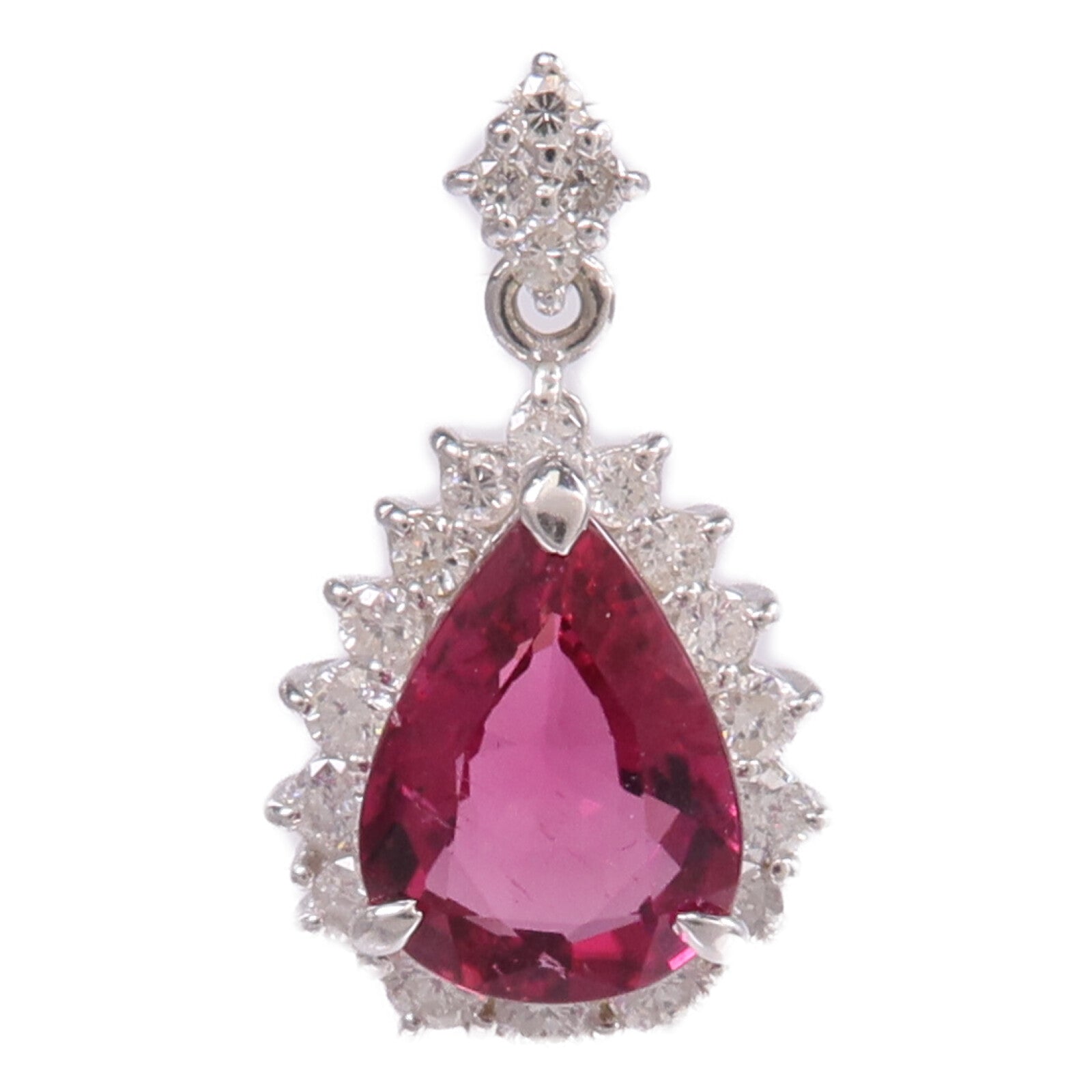 JEWELRY 18K白金Rubellite Diamond Pendant Top紅碧璽/鑽石項鍊
