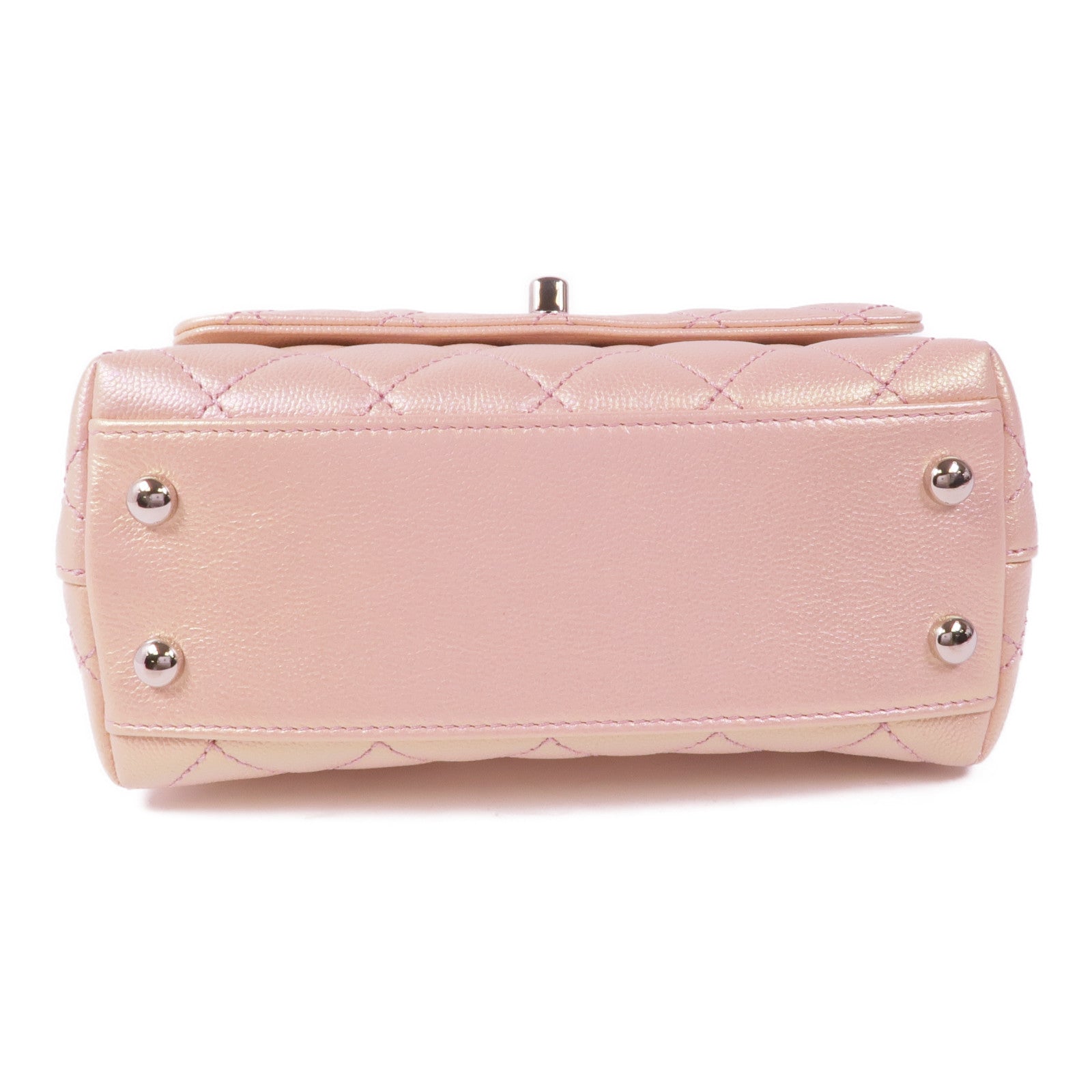 CHANEL 牛皮皮革Coco Handle Mini銀扣手挽肩背兩用袋