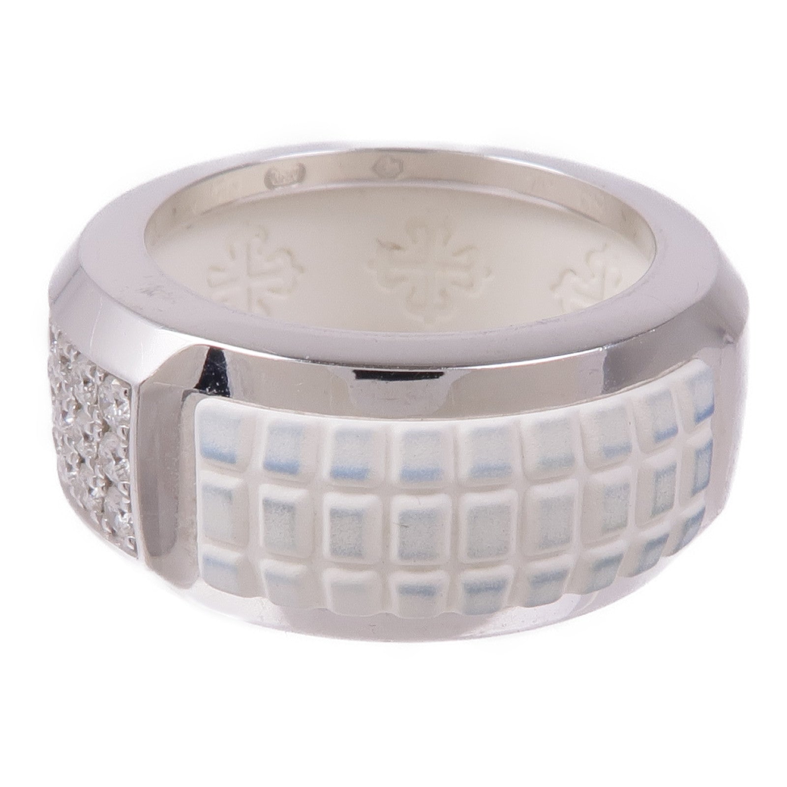 JEWELRY 18K白金Aquanaut Luce橡膠/鑽石戒指PATEK PHILIPPE#50/US#5