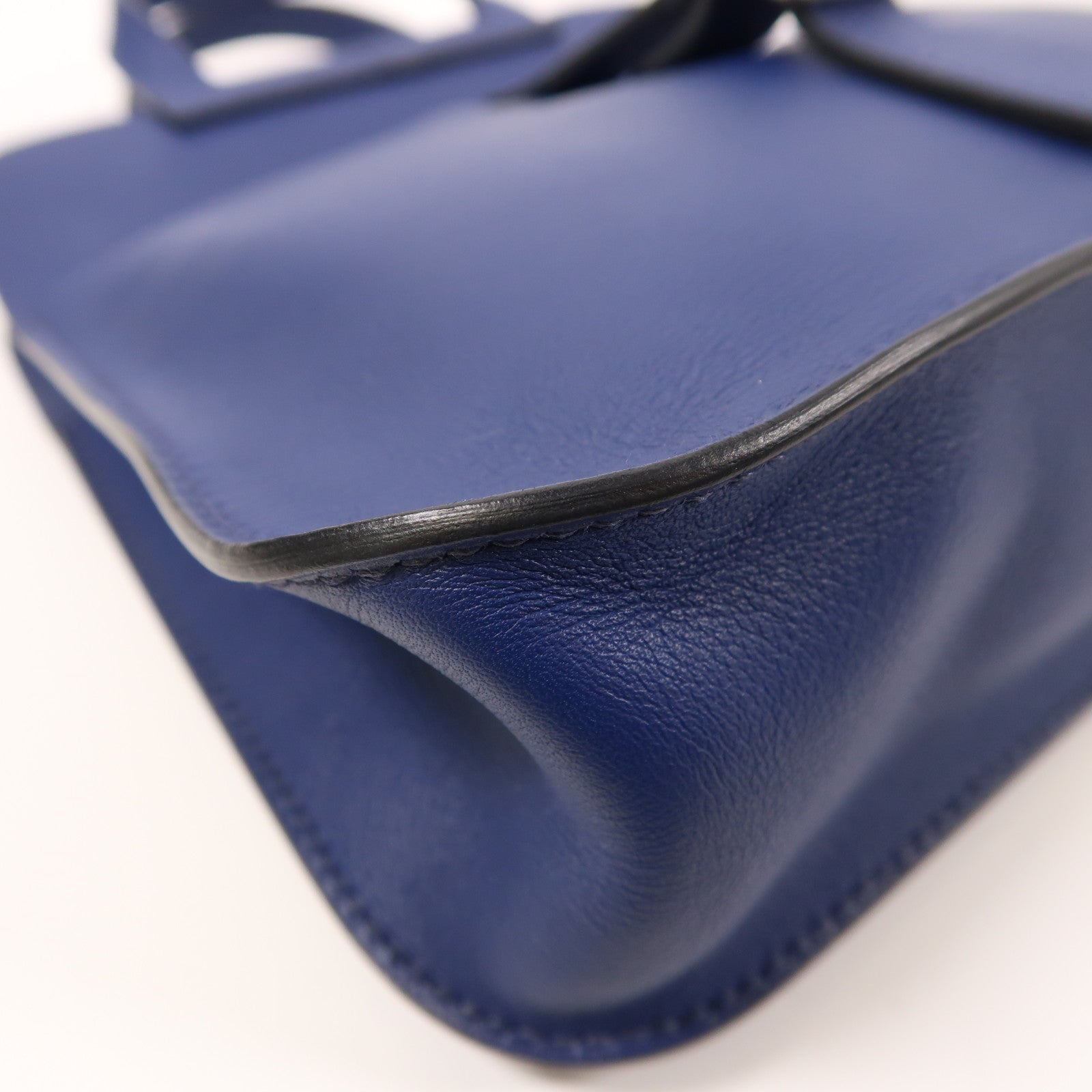 HERMES PHW Mini Halzan 2way Shoulder Bag Swift Leather Bleu Encre