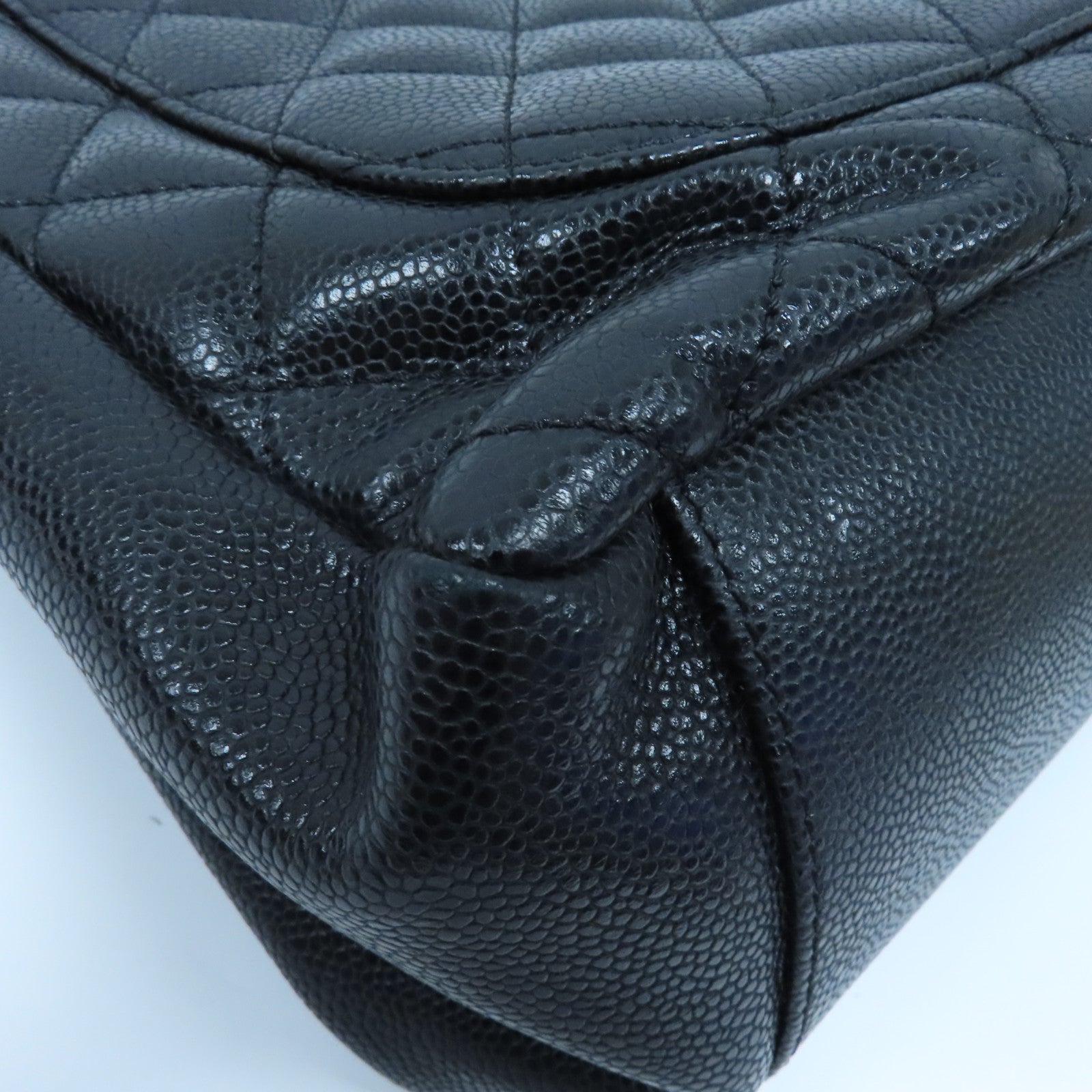 CHANEL 菱格Caviar皮革Grand Shopping Tote Bag金扣肩背袋黑色