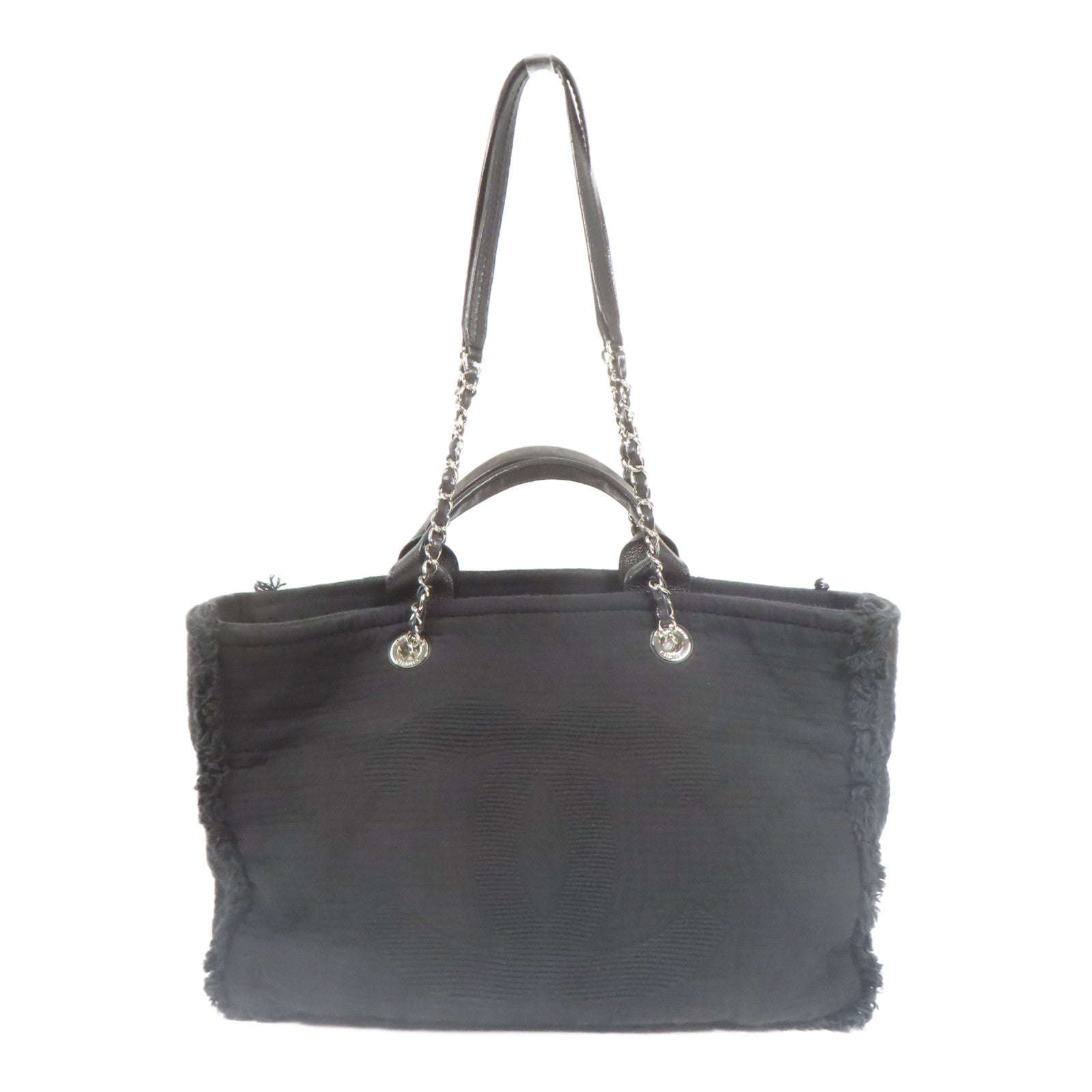 CHANEL 帆布2 Way Shoulder銀扣手挽肩背兩用袋