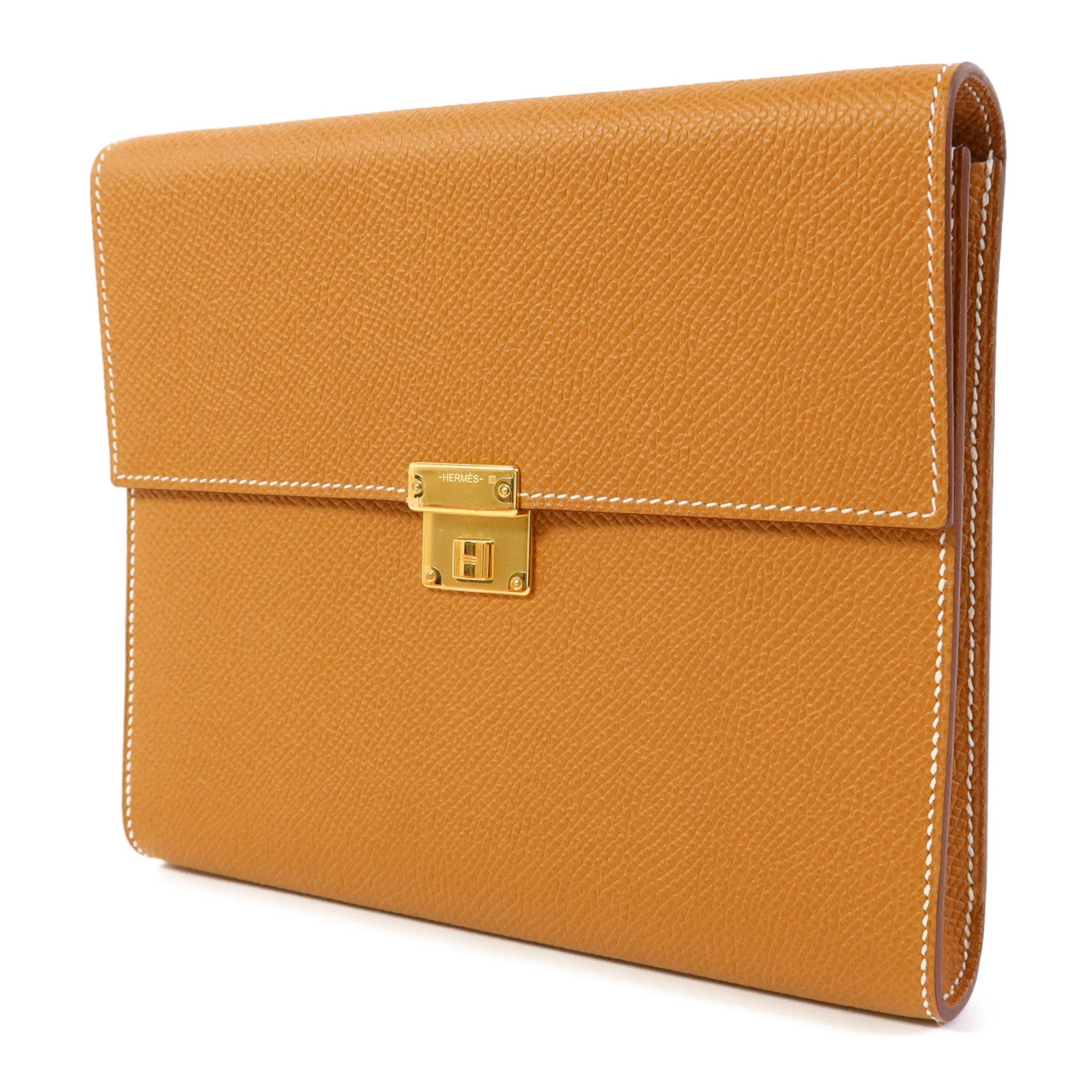 HERMES Epsom皮革Clic 16金扣肩背袋Gold