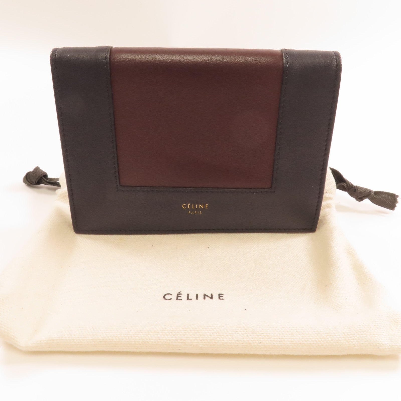CELINE 【激減優惠】皮革Wallet金扣錢包藍色/紅色