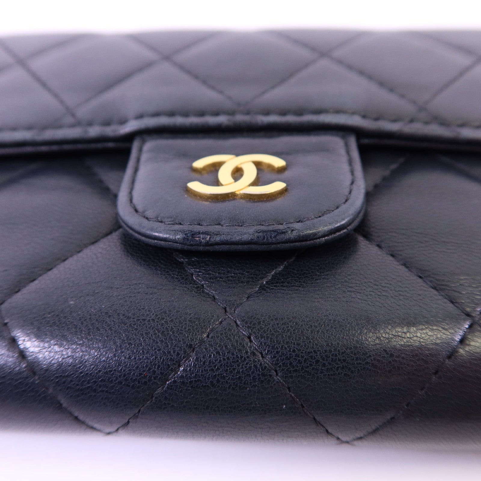 CHANEL 【激減優惠】羊皮皮革Long Wallet金扣長錢包