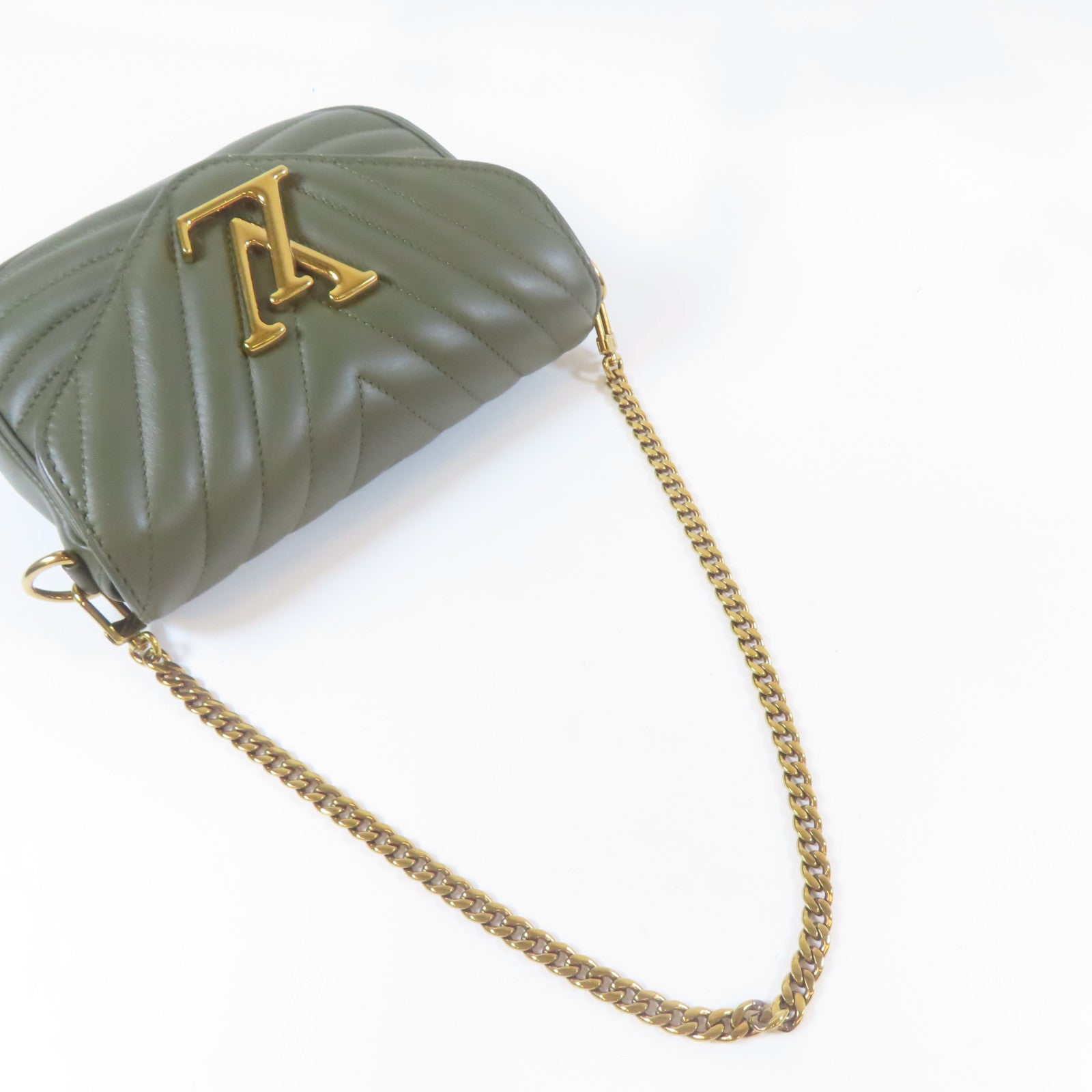 LOUIS VUITTON 牛皮皮革New Wave Multi Pochette金扣手挽肩背兩用袋綠色