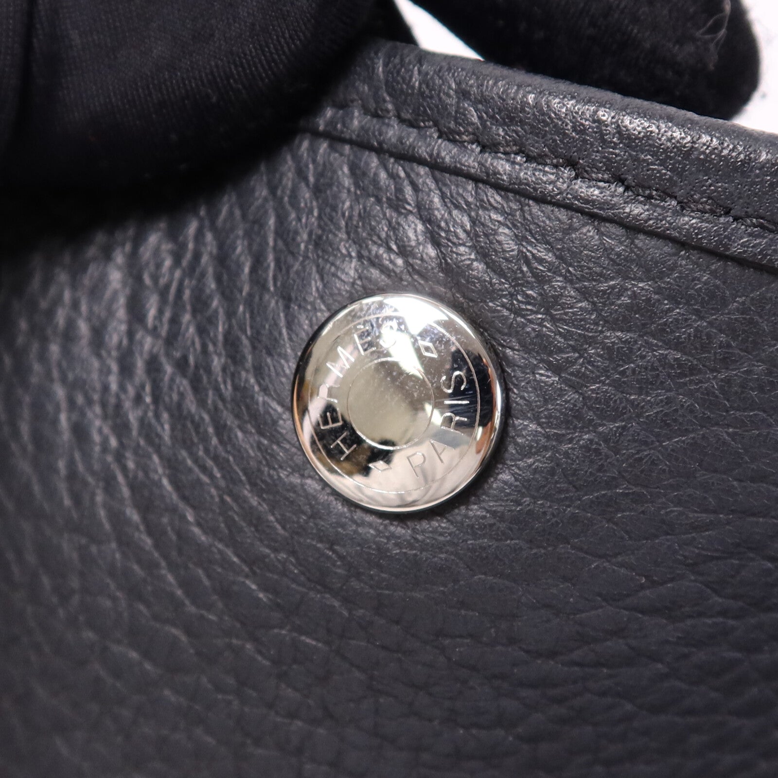 HERMES Negonda皮革Garden Party PM銀扣手挽袋Plomb