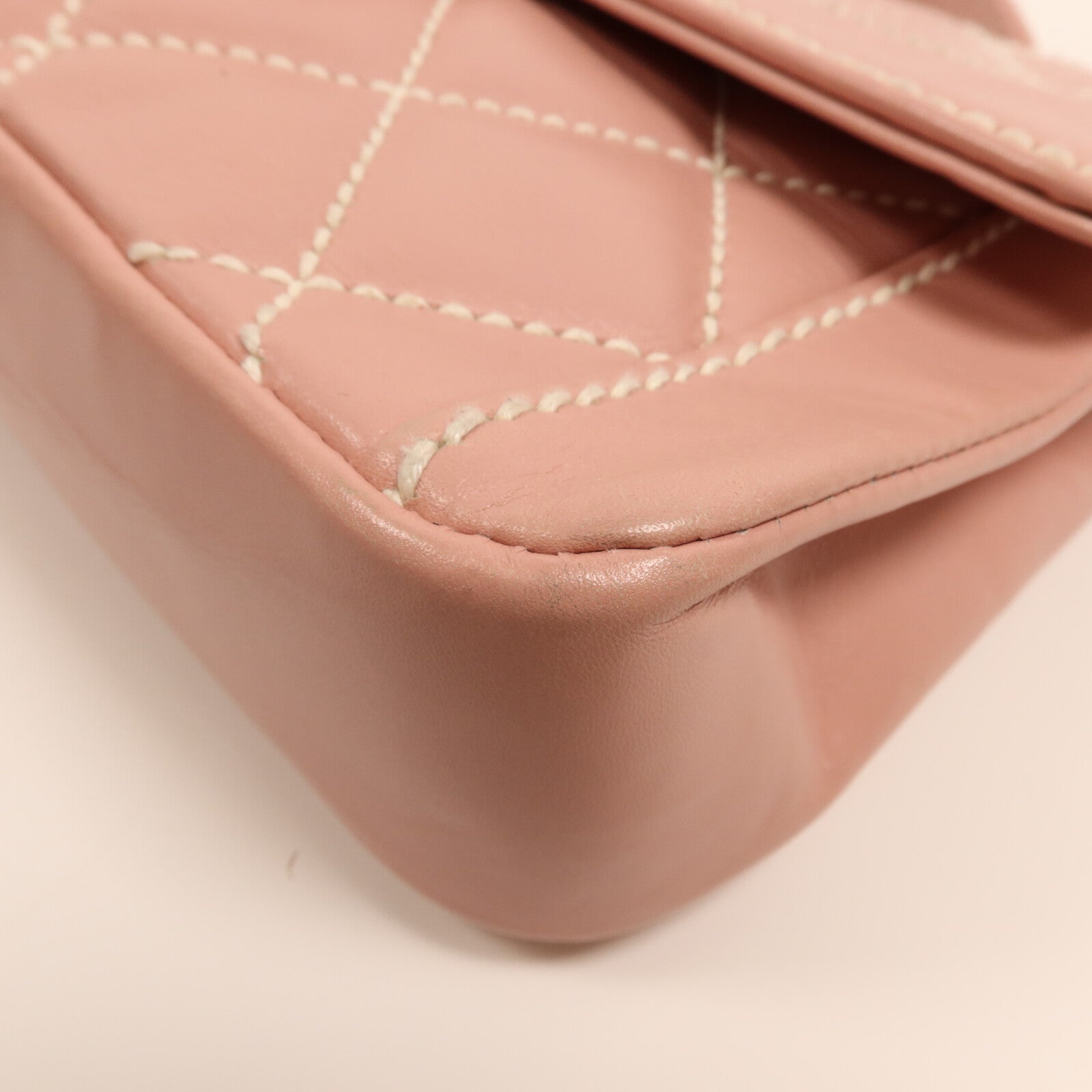 CHANEL 牛皮皮革Wild Stitch Matelasse金扣手挽袋