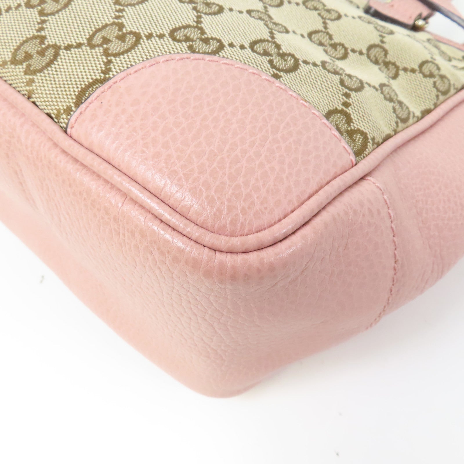 GUCCI 帆布/皮革Monogram Bree Tote金扣手挽肩背兩用袋米色/粉紅色