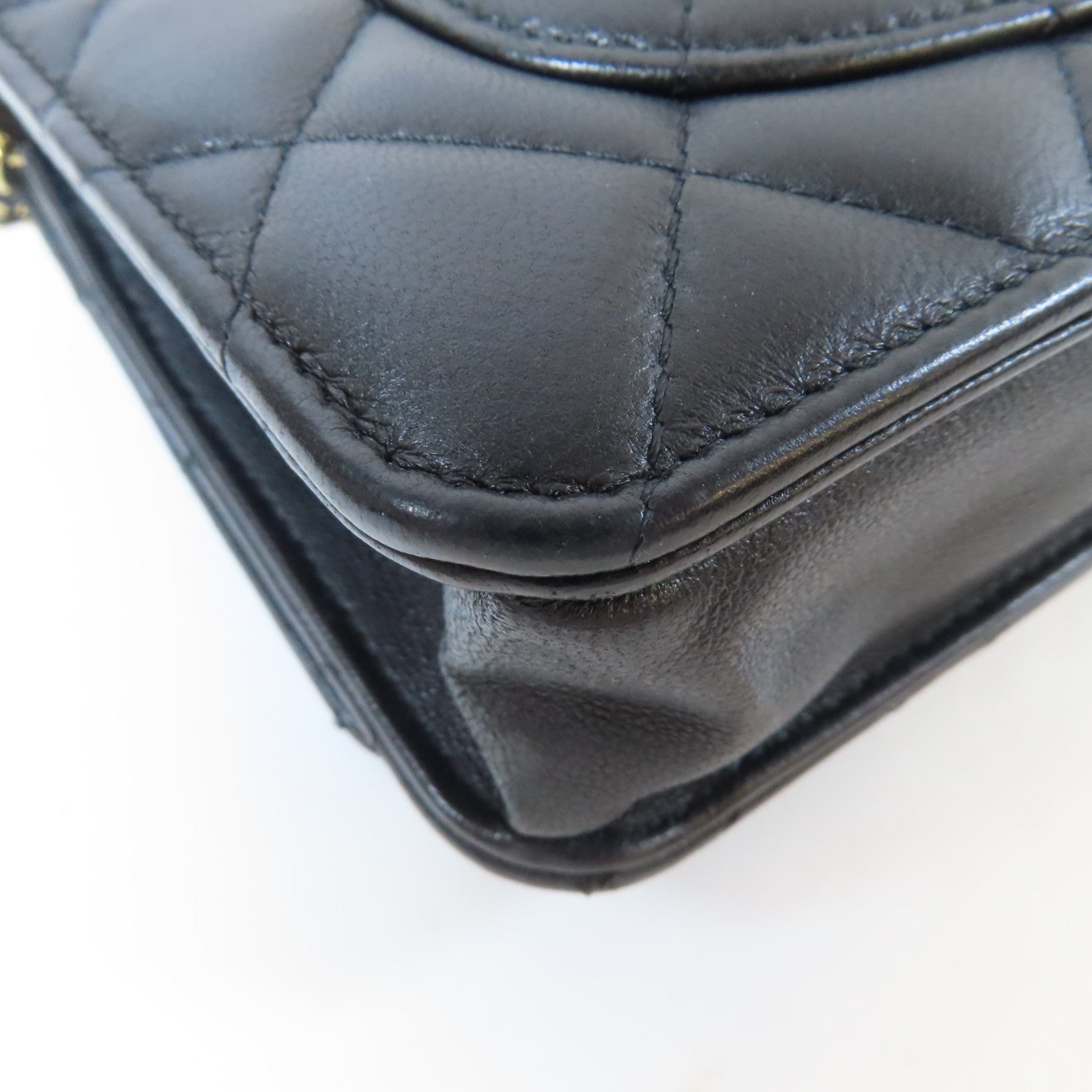 CHANEL 菱格羊皮皮革Egyptian Amulet WOC金扣鏈帶肩背袋黑色