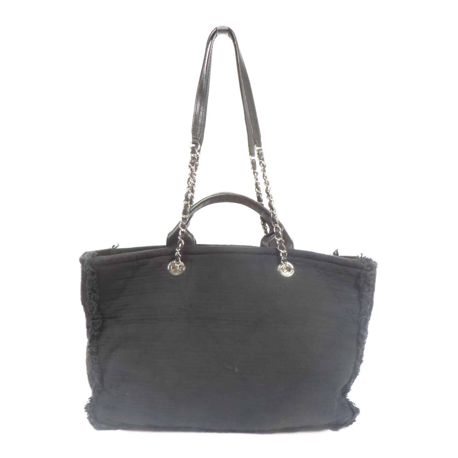 CHANEL 帆布2 Way Shoulder銀扣手挽肩背兩用袋