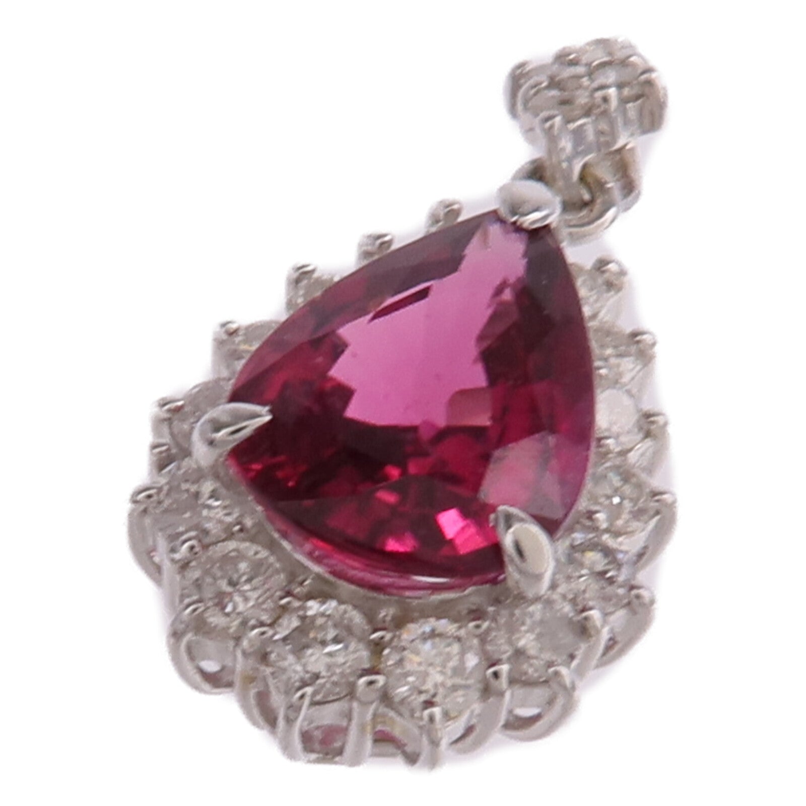 JEWELRY 18K白金Rubellite Diamond Pendant Top紅碧璽/鑽石項鍊