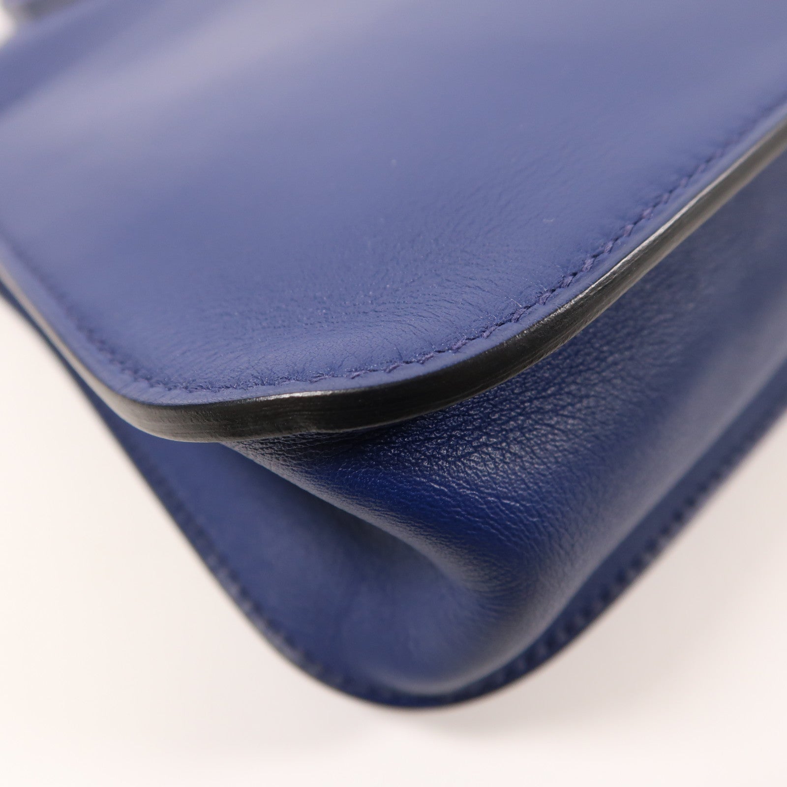 HERMES PHW Mini Halzan 2way Shoulder Bag Swift Leather Bleu Encre
