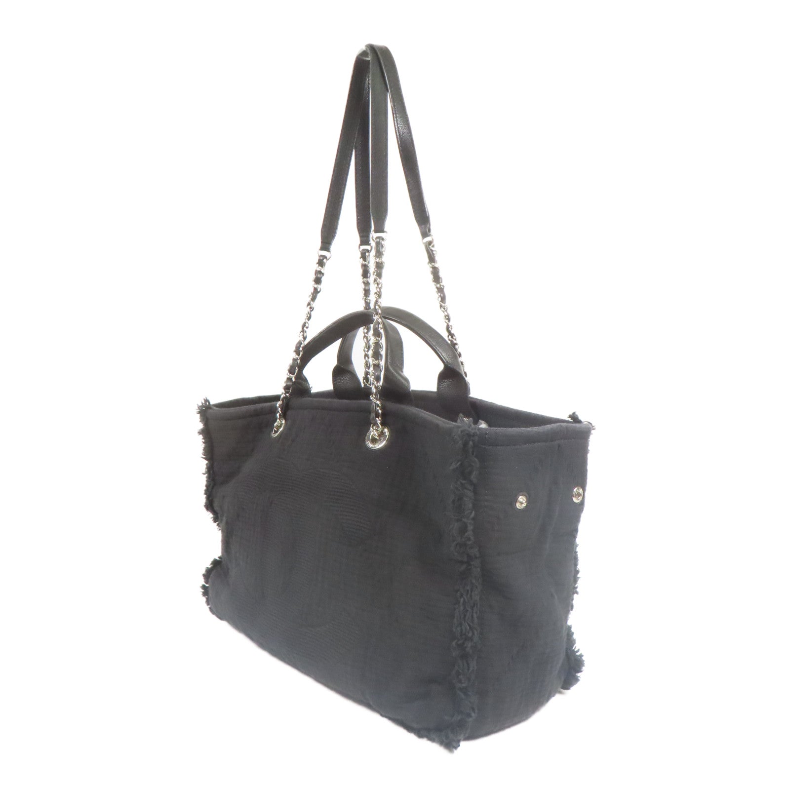 CHANEL 帆布2 Way Shoulder銀扣手挽肩背兩用袋