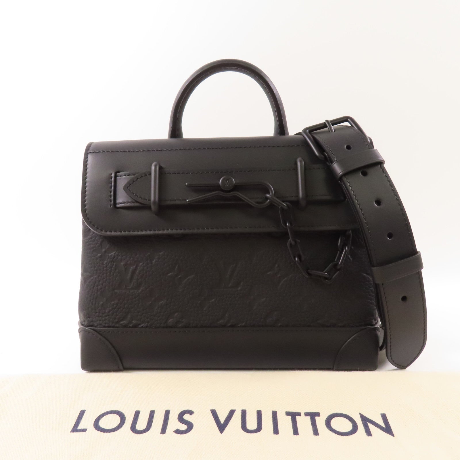 LOUIS VUITTON Taurillon Monogram Steamer PM手挽肩背兩用袋