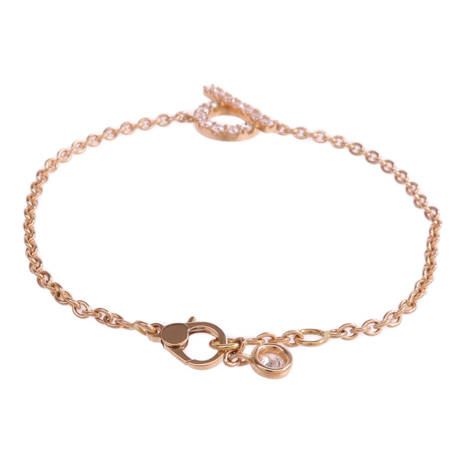 HERMES 18K玫瑰金Finesse Bracelet鑽石手鏈