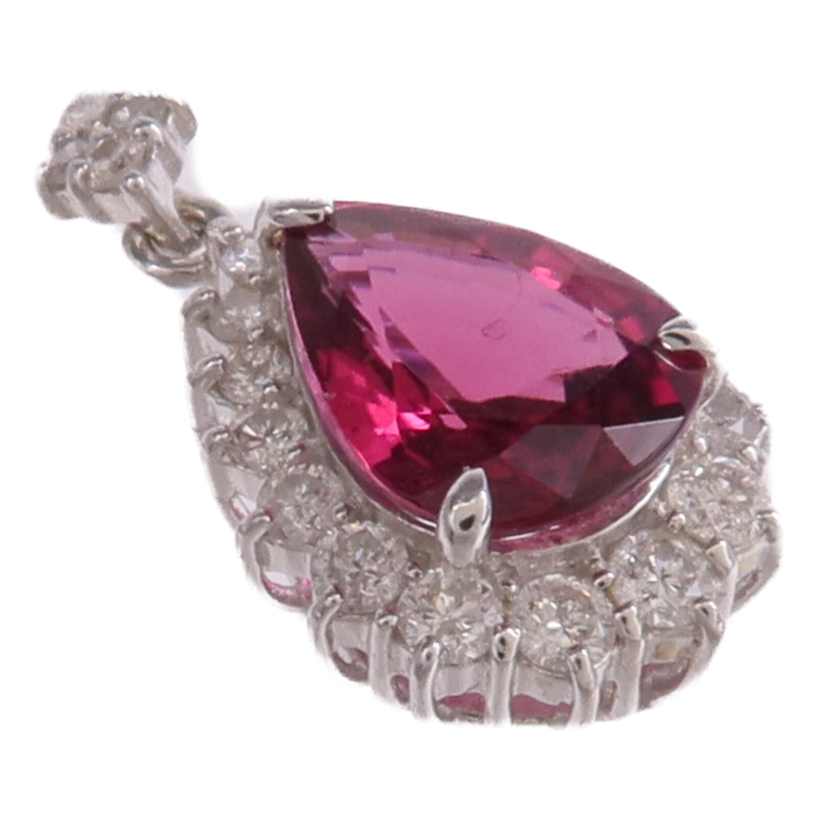 JEWELRY 18K白金Rubellite Diamond Pendant Top紅碧璽/鑽石項鍊