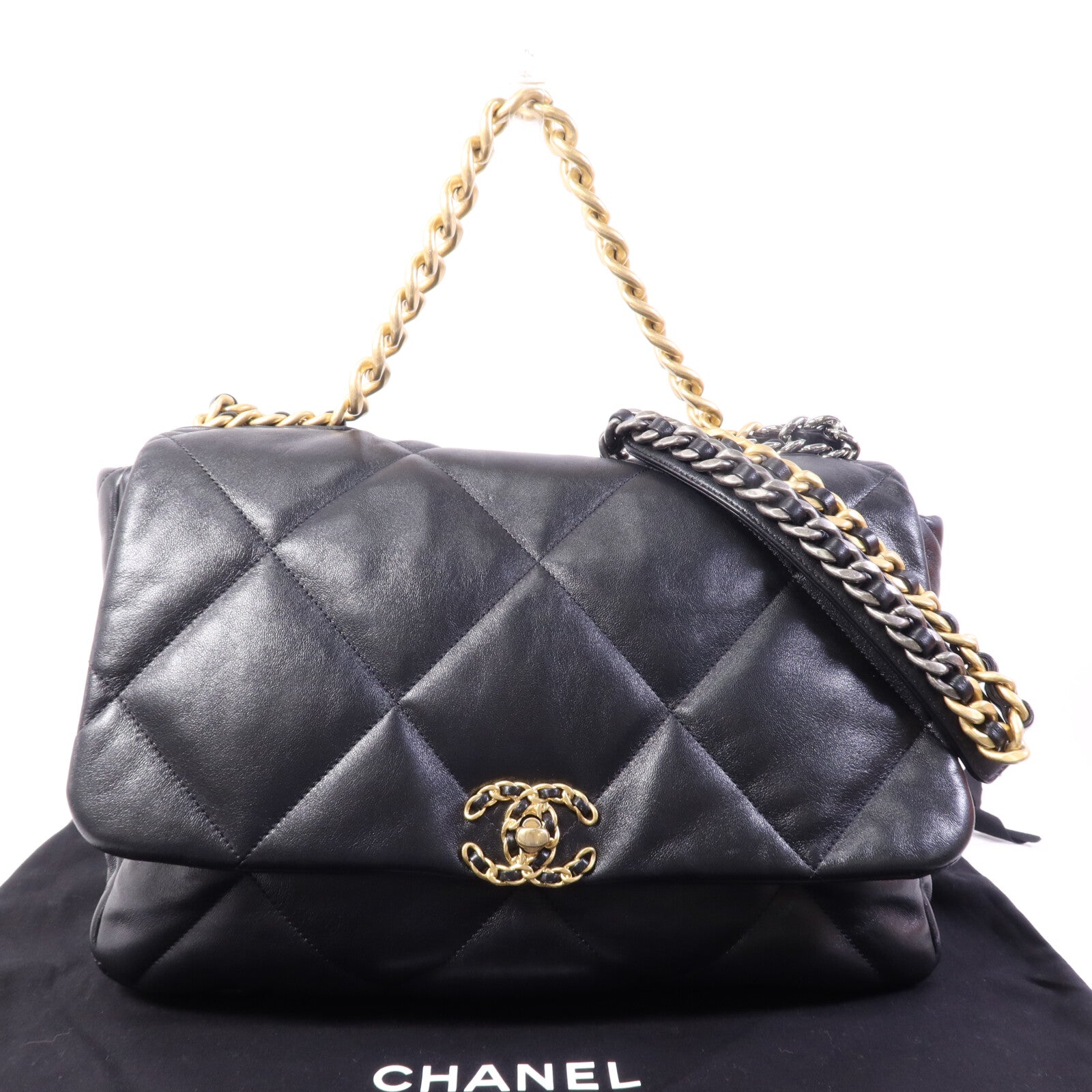 CHANEL 羊皮皮革Chanel 19 Maxi鏈帶肩背袋