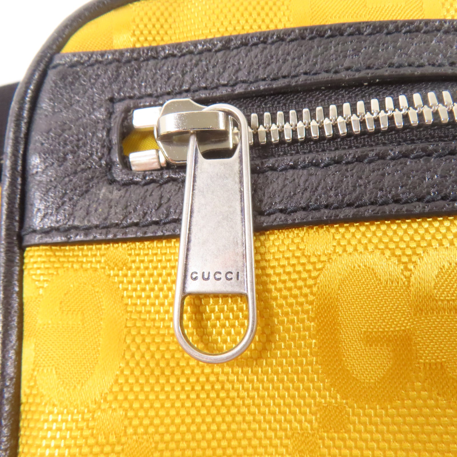 GUCCI 尼龍/皮革Waist Bag銀扣腰包黃色