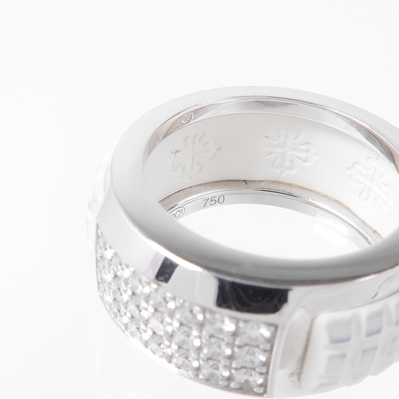 JEWELRY 18K白金Aquanaut Luce橡膠/鑽石戒指PATEK PHILIPPE#50/US#5
