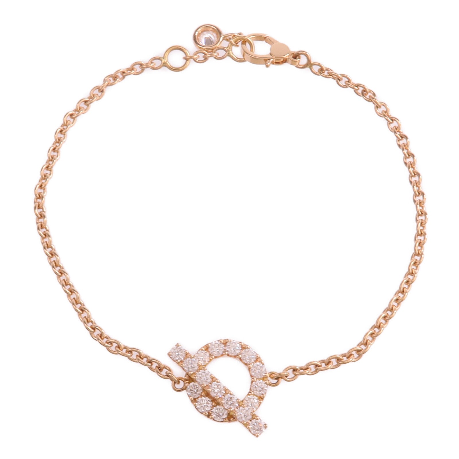 HERMES 18K玫瑰金Finesse Bracelet鑽石手鏈