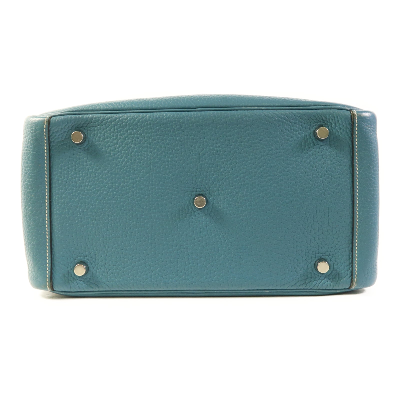 HERMES PHW Lindy 30 2 Way Shoulder Bag Clemence Leather Bleu Jean