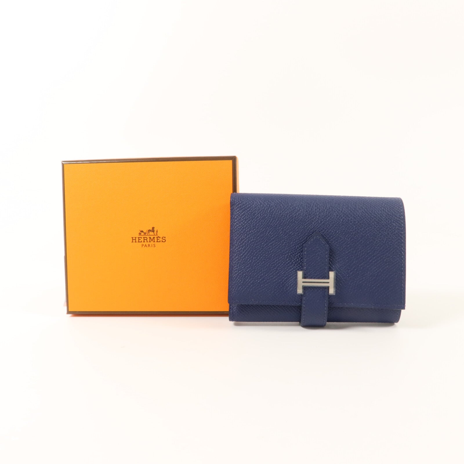 HERMES Epsom皮革Bearn Combine Wallet錢包Bleu Saphir